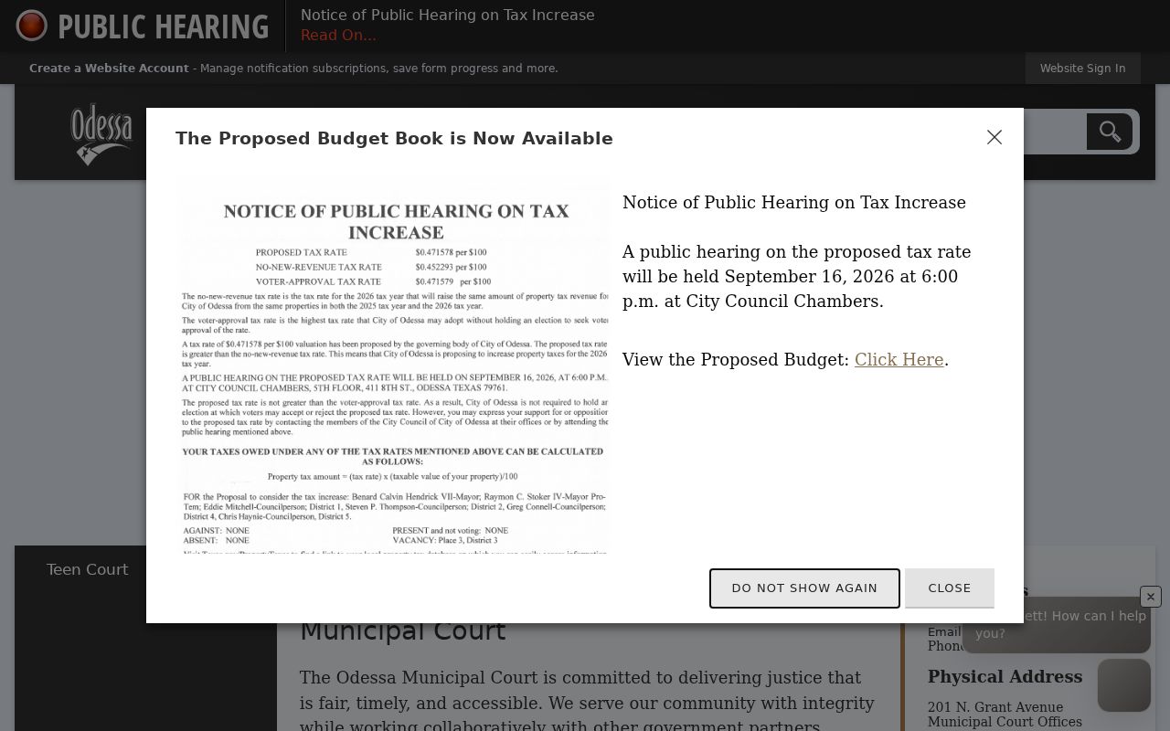 Ector County municipal warrant records and Odessa Municipal Court contact interface