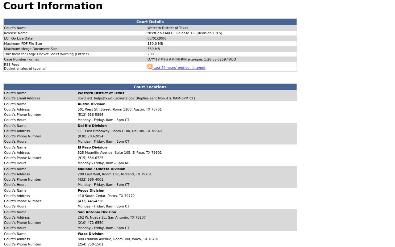 Ector County arrest warrant records and Midland Odessa federal division court information